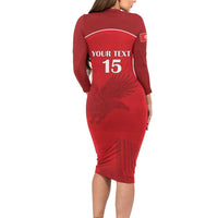 Custom Tunisia Football Family Matching Long Sleeve Bodycon Dress and Hawaiian Shirt Red Eagles of Carthage - Wonder Print Shop
