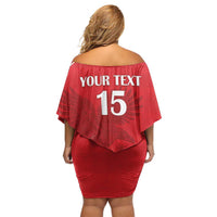 Custom Tunisia Football Family Matching Off Shoulder Short Dress and Hawaiian Shirt Red Eagles of Carthage - Wonder Print Shop
