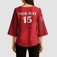 Custom Tunisia Football Kimono Sleeve Blouse Red Eagles of Carthage - Wonder Print Shop