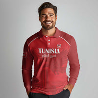 Custom Tunisia Football Long Sleeve Polo Shirt Red Eagles of Carthage - Wonder Print Shop