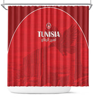 Tunisia Football Shower Curtain Red Eagles of Carthage - Wonder Print Shop