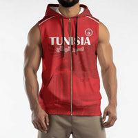 Custom Tunisia Football Sleeveless Zip Hoodie Red Eagles of Carthage - Wonder Print Shop