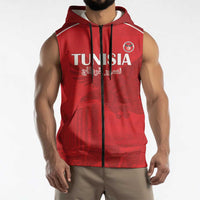 Custom Tunisia Football Sleeveless Zip Hoodie Red Eagles of Carthage - Wonder Print Shop