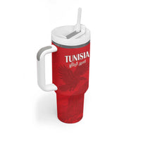 Custom Tunisia Football Tumbler With Handle Red Eagles of Carthage - Wonder Print Shop