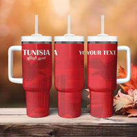 Custom Tunisia Football Tumbler With Handle Red Eagles of Carthage - Wonder Print Shop