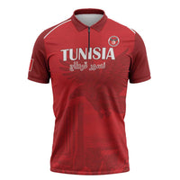 Custom Tunisia Football Zipper Polo Shirt Red Eagles of Carthage - Wonder Print Shop