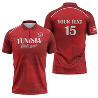 Custom Tunisia Football Zipper Polo Shirt Red Eagles of Carthage - Wonder Print Shop