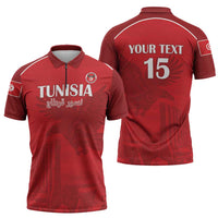 Custom Tunisia Football Zipper Polo Shirt Red Eagles of Carthage - Wonder Print Shop