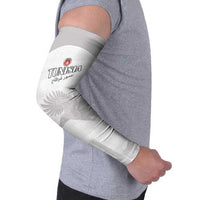 Custom Tunisia Football Arm Sleeves White Eagles of Carthage - Wonder Print Shop
