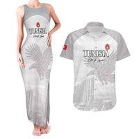 Custom Tunisia Football Couples Matching Tank Maxi Dress and Hawaiian Shirt White Eagles of Carthage - Wonder Print Shop