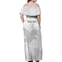 Custom Tunisia Football Family Matching Off Shoulder Maxi Dress and Hawaiian Shirt White Eagles of Carthage - Wonder Print Shop