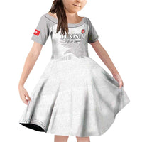 Custom Tunisia Football Family Matching Off Shoulder Short Dress and Hawaiian Shirt White Eagles of Carthage - Wonder Print Shop