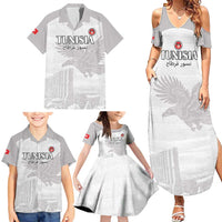 Custom Tunisia Football Family Matching Summer Maxi Dress and Hawaiian Shirt White Eagles of Carthage - Wonder Print Shop