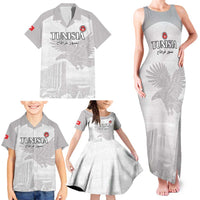 Custom Tunisia Football Family Matching Tank Maxi Dress and Hawaiian Shirt White Eagles of Carthage - Wonder Print Shop