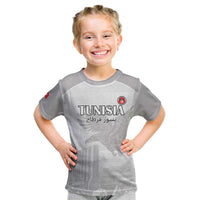 Custom Tunisia Football Kid T Shirt White Eagles of Carthage - Wonder Print Shop