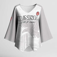 Custom Tunisia Football Kimono Sleeve Blouse White Eagles of Carthage - Wonder Print Shop