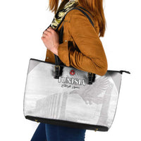 Tunisia Football Leather Tote Bag White Eagles of Carthage - Wonder Print Shop