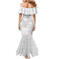 Custom Tunisia Football Mermaid Dress White Eagles of Carthage - Wonder Print Shop