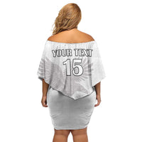 Custom Tunisia Football Off Shoulder Short Dress White Eagles of Carthage - Wonder Print Shop