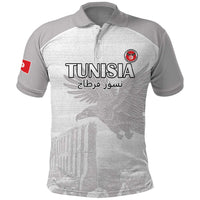 Custom Tunisia Football Polo Shirt White Eagles of Carthage - Wonder Print Shop