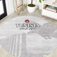 Tunisia Football Round Carpet White Eagles of Carthage - Wonder Print Shop