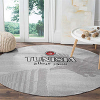 Tunisia Football Round Carpet White Eagles of Carthage - Wonder Print Shop