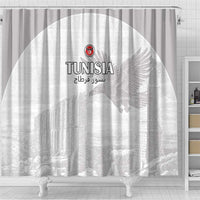 Tunisia Football Shower Curtain White Eagles of Carthage - Wonder Print Shop