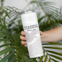 Custom Tunisia Football Skinny Tumbler White Eagles of Carthage - Wonder Print Shop