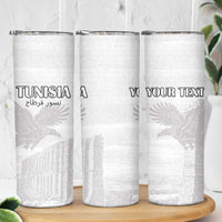 Custom Tunisia Football Skinny Tumbler White Eagles of Carthage - Wonder Print Shop