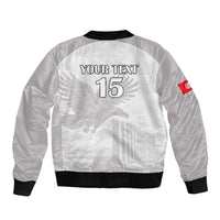 Custom Tunisia Football Sleeve Zip Bomber Jacket White Eagles of Carthage - Wonder Print Shop