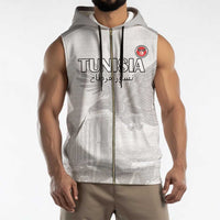 Custom Tunisia Football Sleeveless Zip Hoodie White Eagles of Carthage - Wonder Print Shop