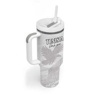 Custom Tunisia Football Tumbler With Handle White Eagles of Carthage - Wonder Print Shop