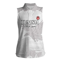 Custom Tunisia Football Women Sleeveless Polo Shirt White Eagles of Carthage - Wonder Print Shop