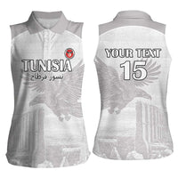 Custom Tunisia Football Women Sleeveless Polo Shirt White Eagles of Carthage - Wonder Print Shop