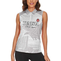 Custom Tunisia Football Women Sleeveless Polo Shirt White Eagles of Carthage - Wonder Print Shop