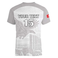 Custom Tunisia Football Women V-Neck T-Shirt White Eagles of Carthage - Wonder Print Shop