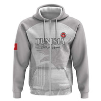 Custom Tunisia Football Zip Hoodie White Eagles of Carthage - Wonder Print Shop