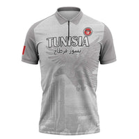 Custom Tunisia Football Zipper Polo Shirt White Eagles of Carthage - Wonder Print Shop