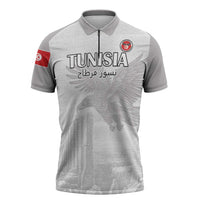 Custom Tunisia Football Zipper Polo Shirt White Eagles of Carthage - Wonder Print Shop