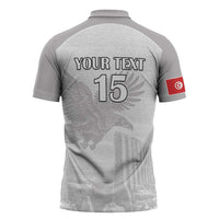 Custom Tunisia Football Zipper Polo Shirt White Eagles of Carthage - Wonder Print Shop