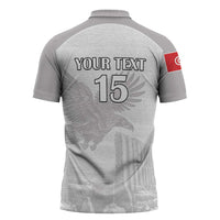 Custom Tunisia Football Zipper Polo Shirt White Eagles of Carthage - Wonder Print Shop