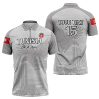 Custom Tunisia Football Zipper Polo Shirt White Eagles of Carthage - Wonder Print Shop
