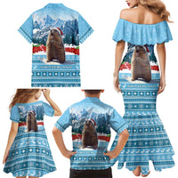 Switzerland Christmas Marmot Family Matching Mermaid Dress and Hawaiian Shirt Joyeux Noel - Wonder Print Shop