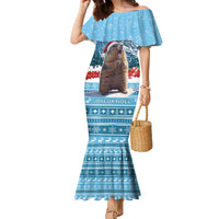 Switzerland Christmas Marmot Family Matching Mermaid Dress and Hawaiian Shirt Joyeux Noel - Wonder Print Shop