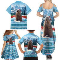 Switzerland Christmas Marmot Family Matching Summer Maxi Dress and Hawaiian Shirt Joyeux Noel - Wonder Print Shop