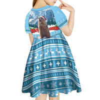 Switzerland Christmas Marmot Kid Short Sleeve Dress Joyeux Noel - Wonder Print Shop