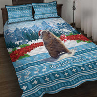 Switzerland Christmas Marmot Quilt Bed Set Joyeux Noel - Wonder Print Shop