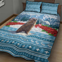 Switzerland Christmas Marmot Quilt Bed Set Joyeux Noel - Wonder Print Shop