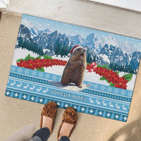 Switzerland Christmas Marmot Rubber Doormat Joyeux Noel - Wonder Print Shop