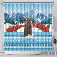 Switzerland Christmas Marmot Shower Curtain Joyeux Noel